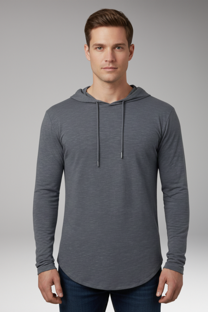 Men's Outdoor Hoodie with Drawstring Hood and Front Pocket