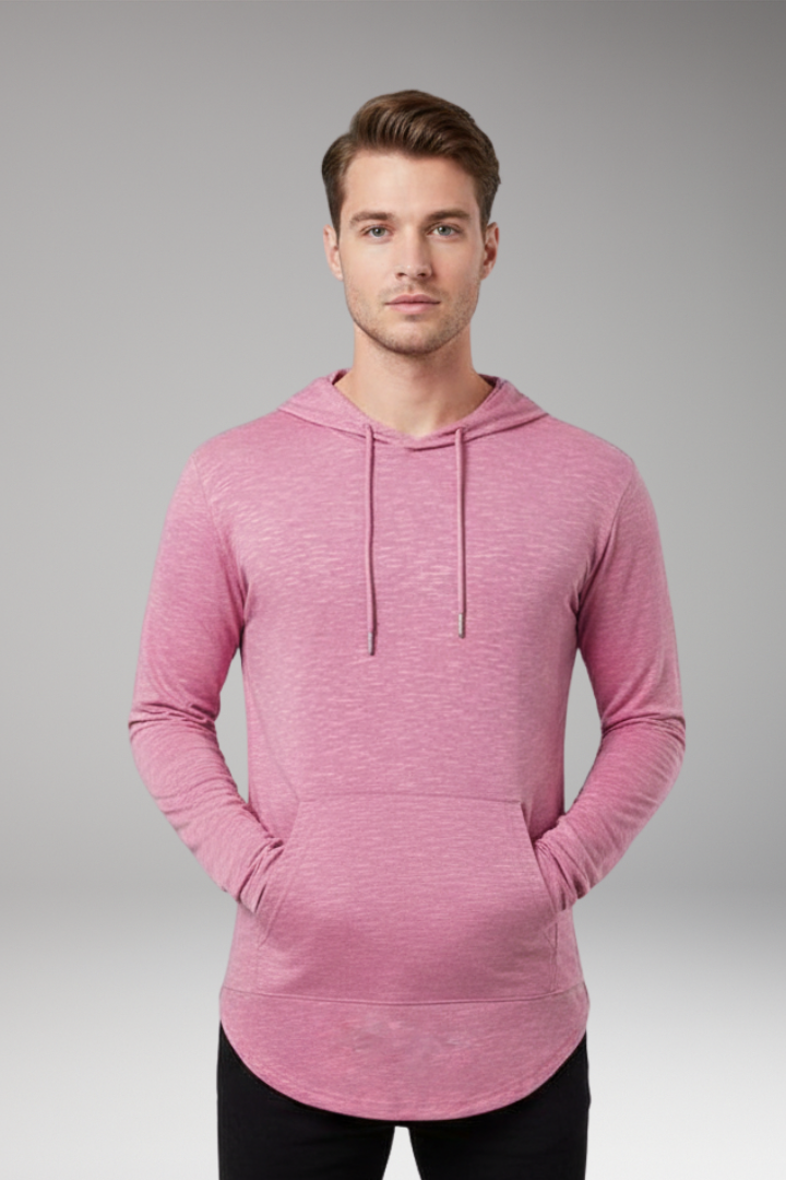 Men's Outdoor Hoodie with Drawstring Hood and Front Pocket