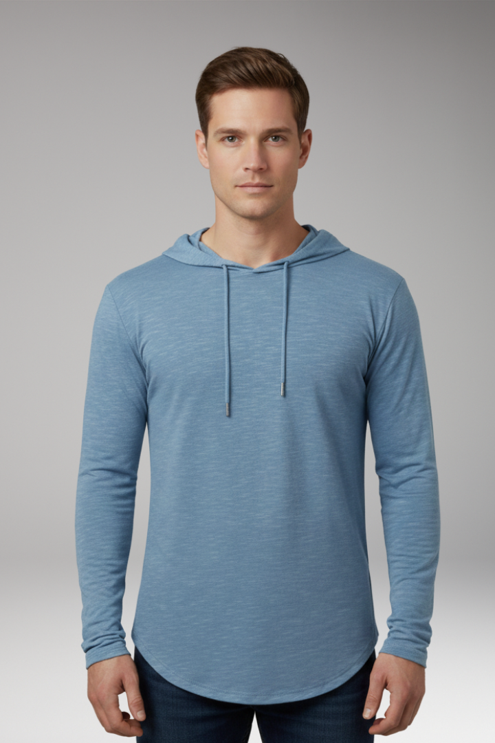 Men's Outdoor Hoodie with Drawstring Hood and Front Pocket