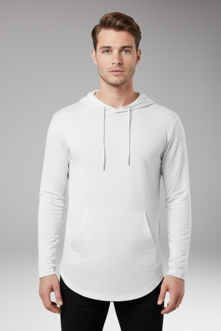 Men's Outdoor Hoodie with Drawstring Hood and Front Pocket