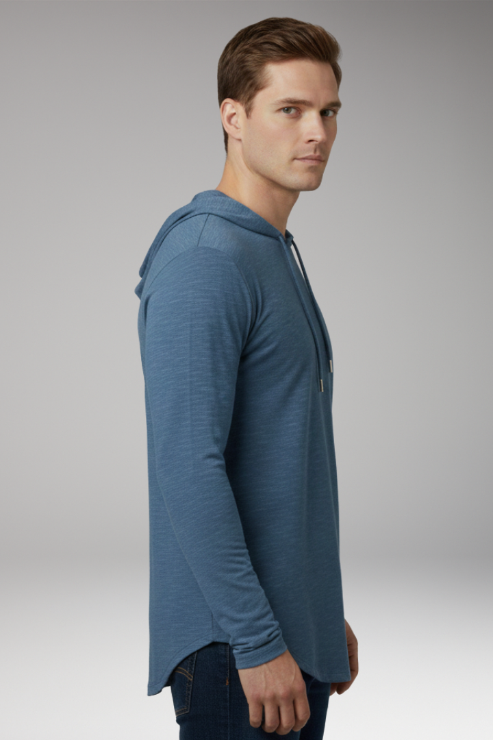 Men's Outdoor Hoodie with Drawstring Hood and Front Pocket