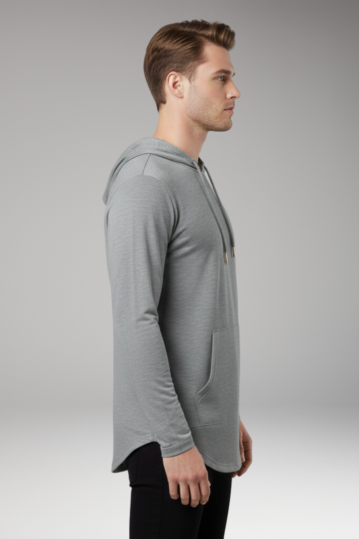 Men's Outdoor Hoodie with Drawstring Hood and Front Pocket