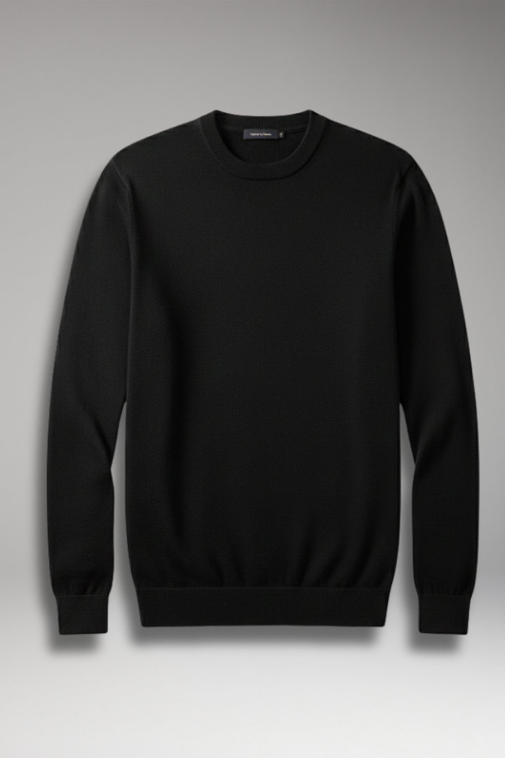 Men's Pullover Shirt with Crew Neck and Straight Hem