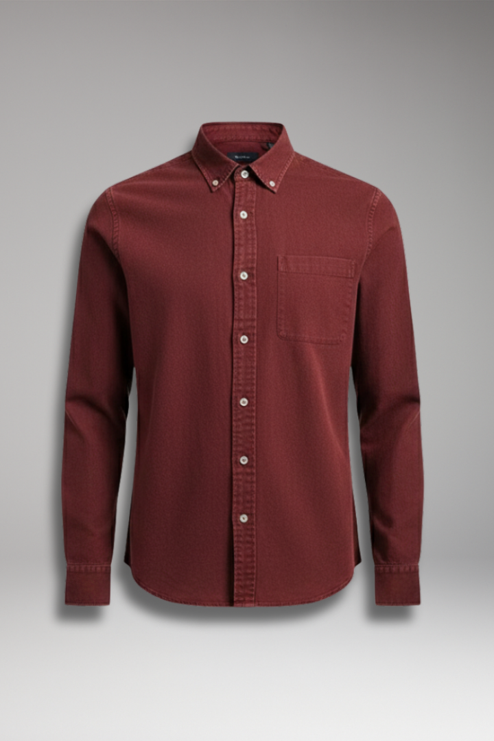Men's Shirt with Notched Collar and Button Front