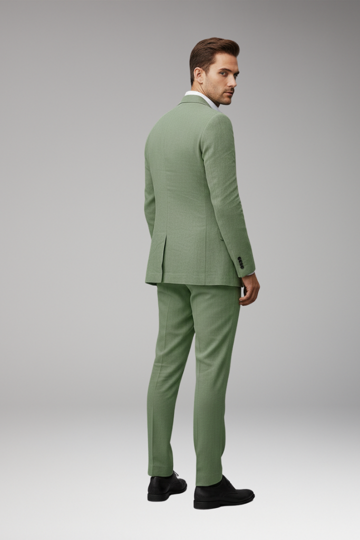 Men's Three-Piece Suit with Notch Lapel and Two-Button Front
