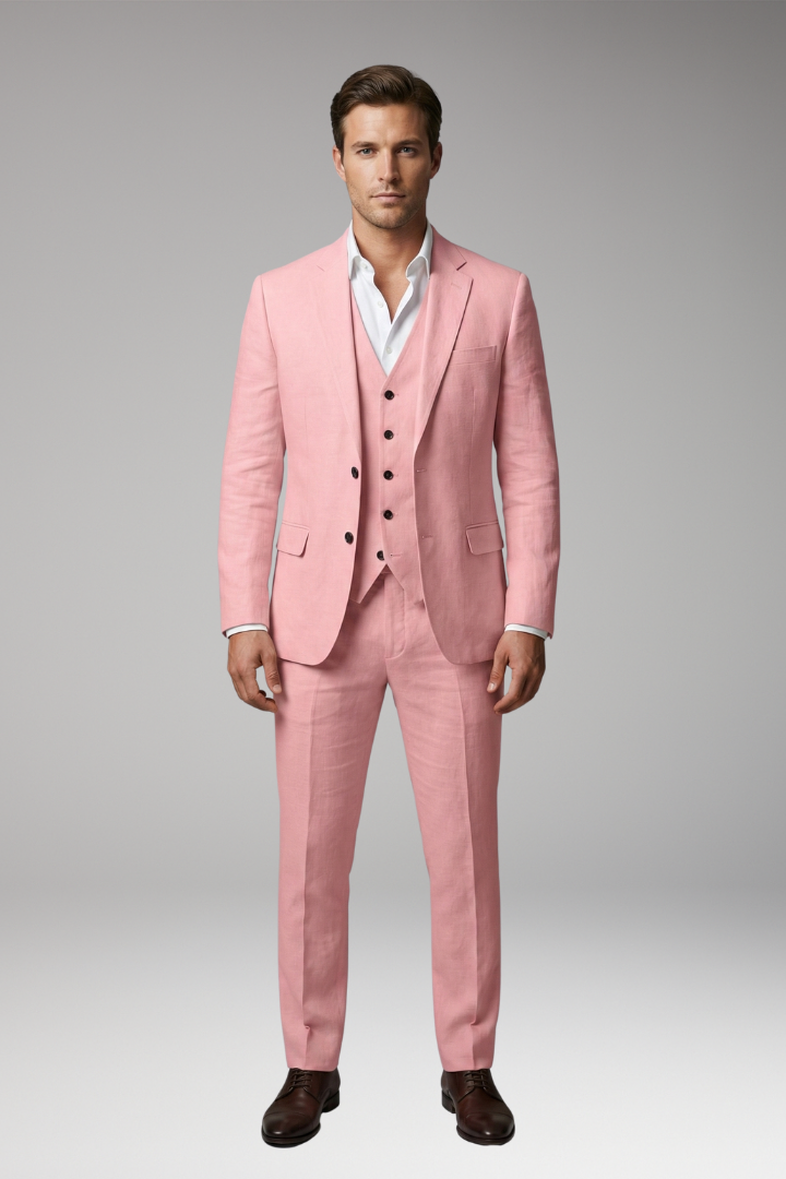 Men's Three-Piece Suit with Notch Lapel and Two-Button Front