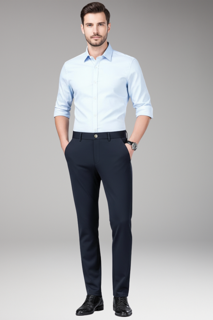Men's Trousers with Stretch Waist and Straight Legs