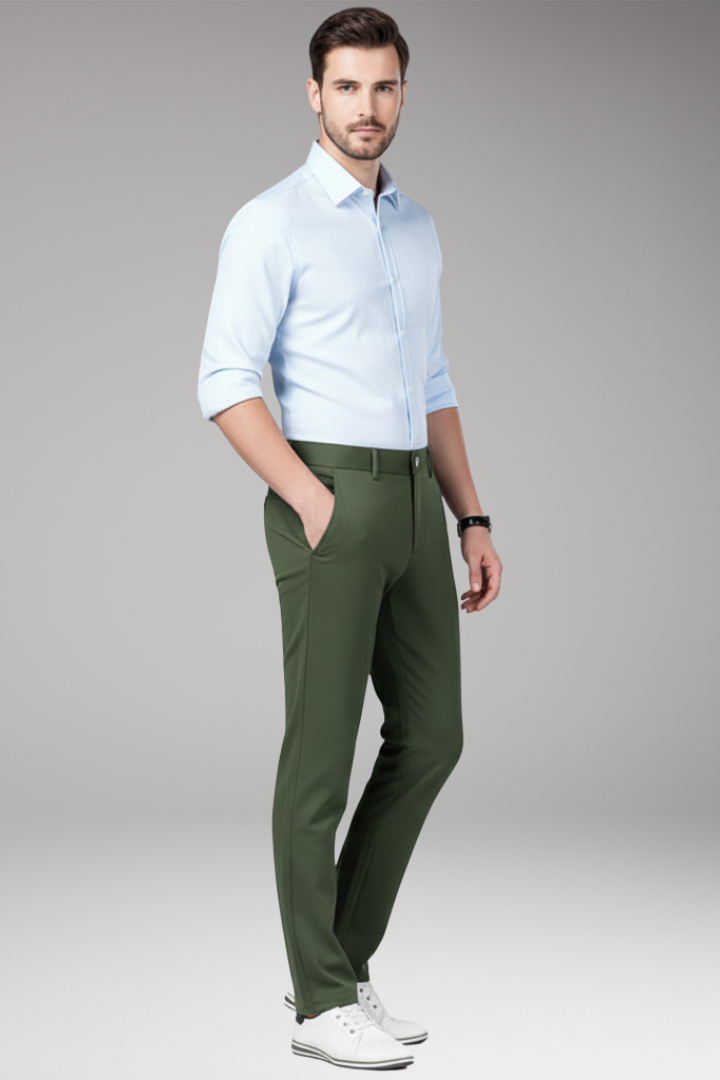 Men's Trousers with Stretch Waist and Straight Legs