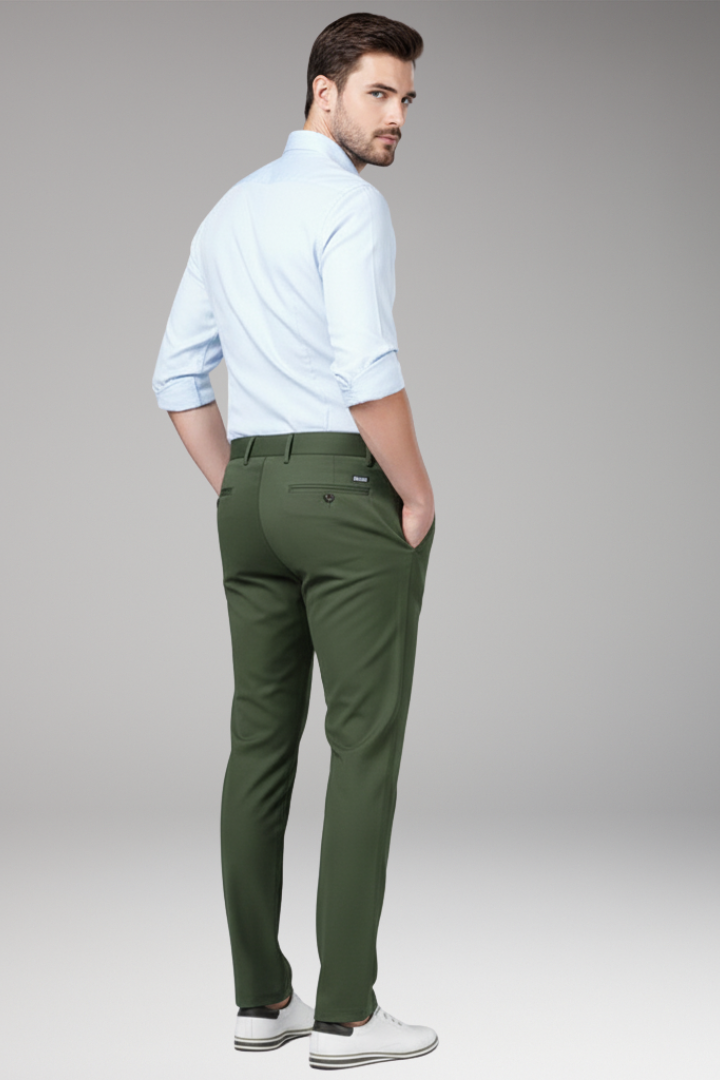 Men's Trousers with Stretch Waist and Straight Legs