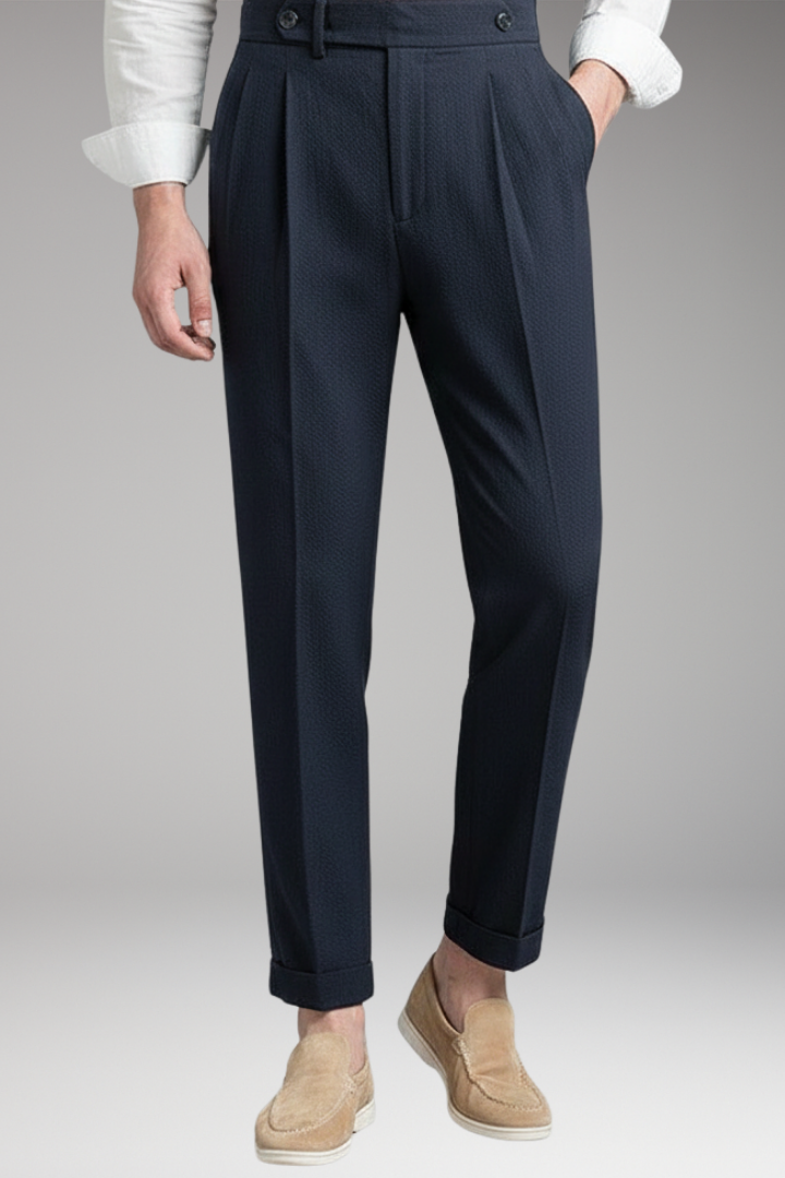 Men's Work Pants with Pleated Front and High Waist