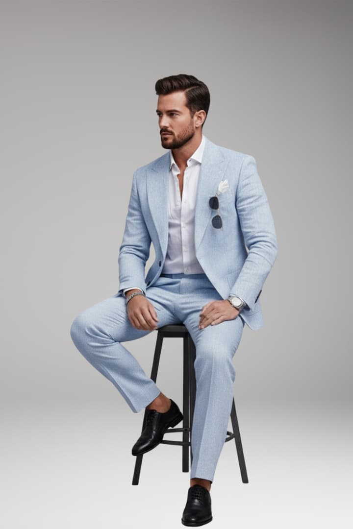 Men's Two-Piece Suit Set with Structured Blazer