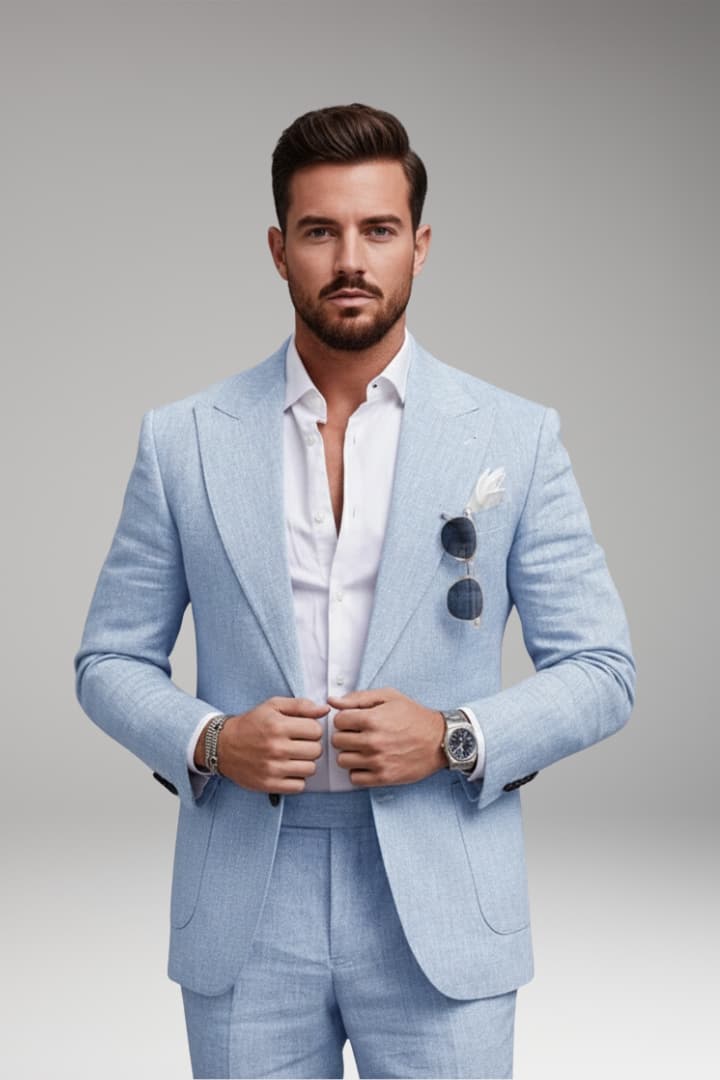 Men's Two-Piece Suit Set with Structured Blazer