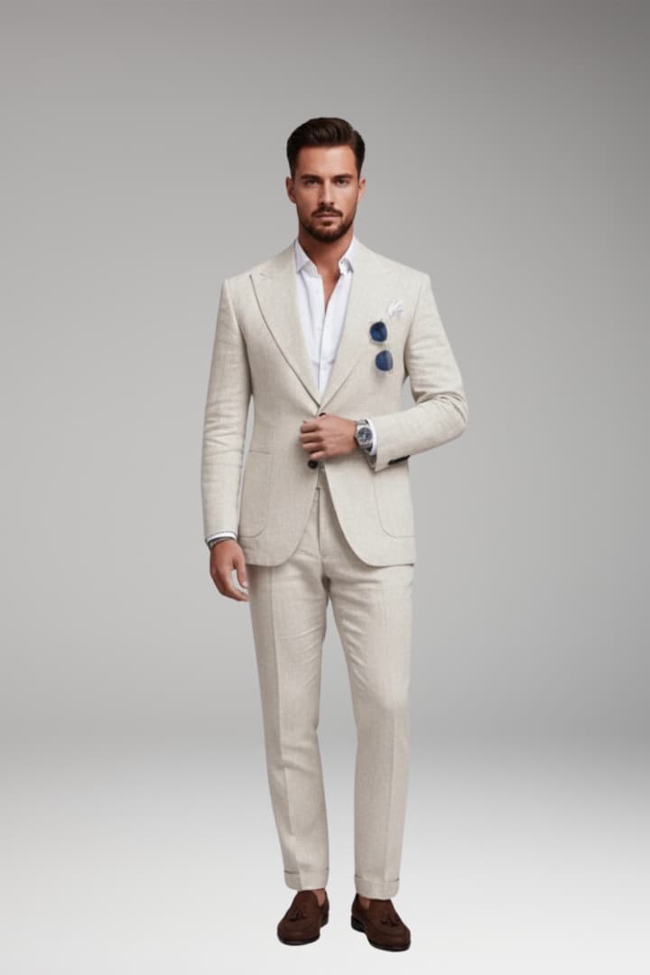 Men's Two-Piece Suit Set with Structured Blazer