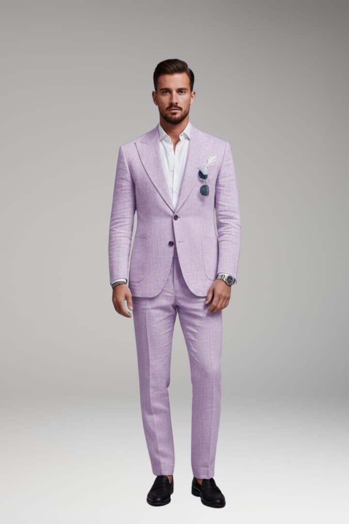 Men's Two-Piece Suit Set with Structured Blazer