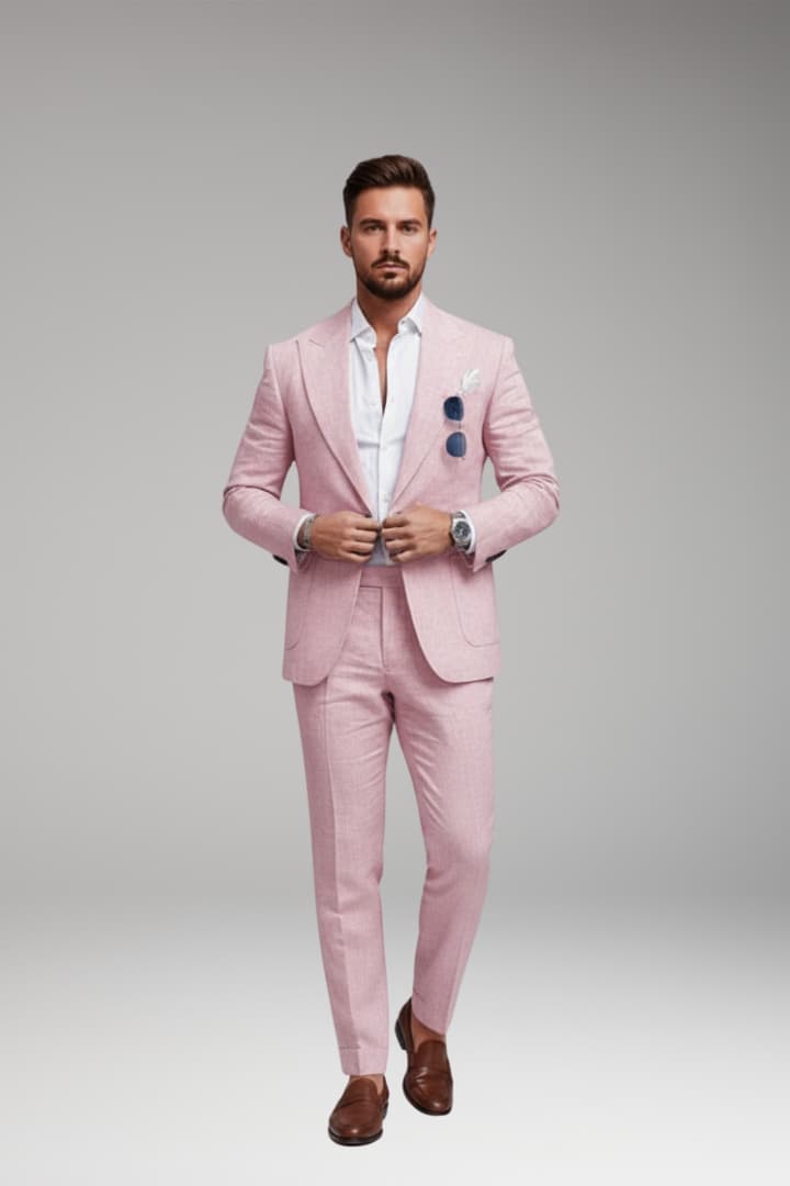Men's Two-Piece Suit Set with Structured Blazer