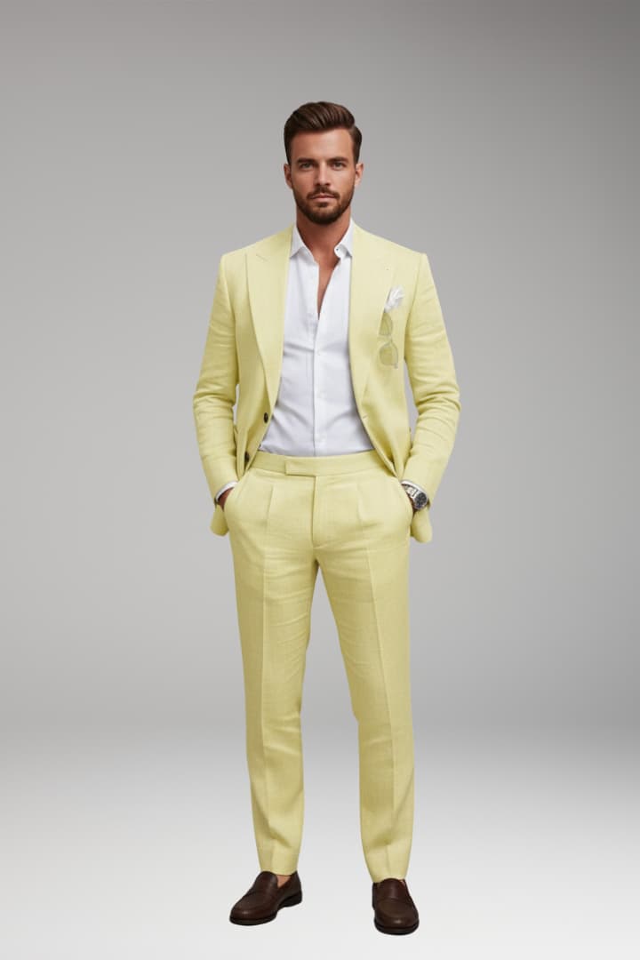 Men's Two-Piece Suit Set with Structured Blazer