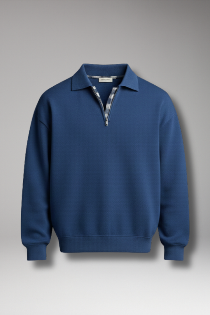 Men's Sweater with V-Neck and Long Sleeves