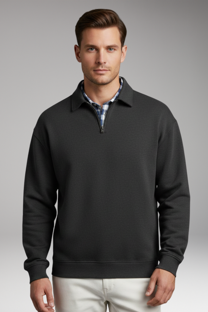 Men's Sweater with V-Neck and Long Sleeves
