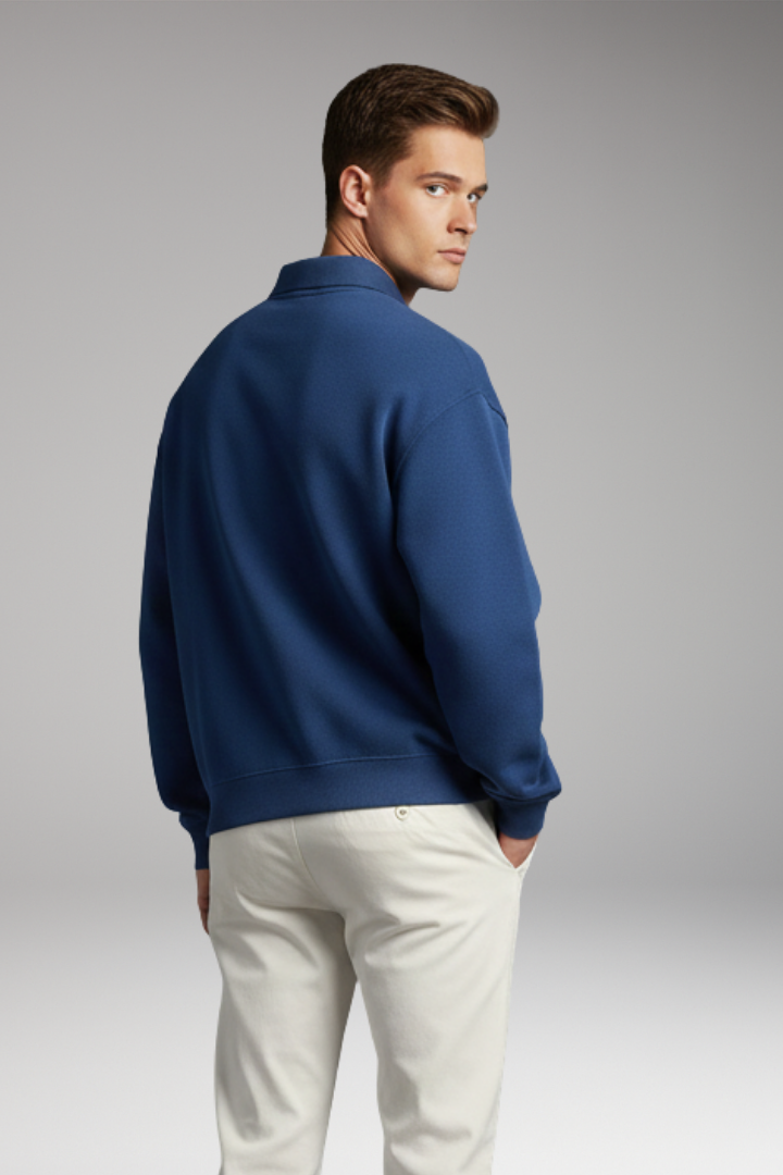 Men's Sweater with V-Neck and Long Sleeves