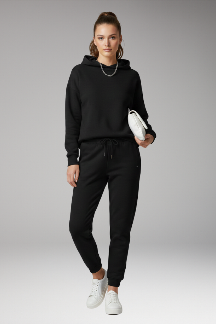 Women's Jogging Pants with Adjustable Waist and Ribbed Cuffs