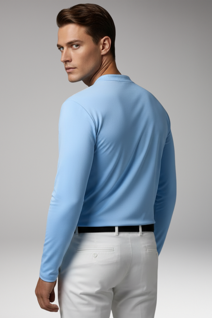 Men's V-Neck Shirt with Buttonless Design