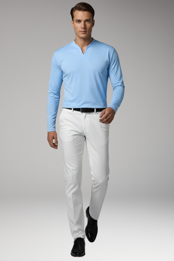 Men's V-Neck Shirt with Buttonless Design