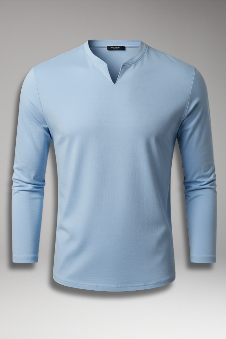 Men's V-Neck Shirt with Buttonless Design
