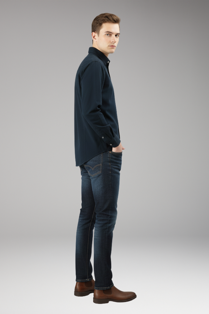 Men's Button-Up Shirt with Pockets and Collar