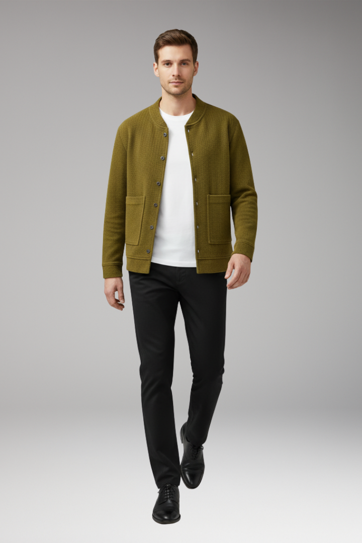 Men's Corduroy Jacket with Buttons and Pockets