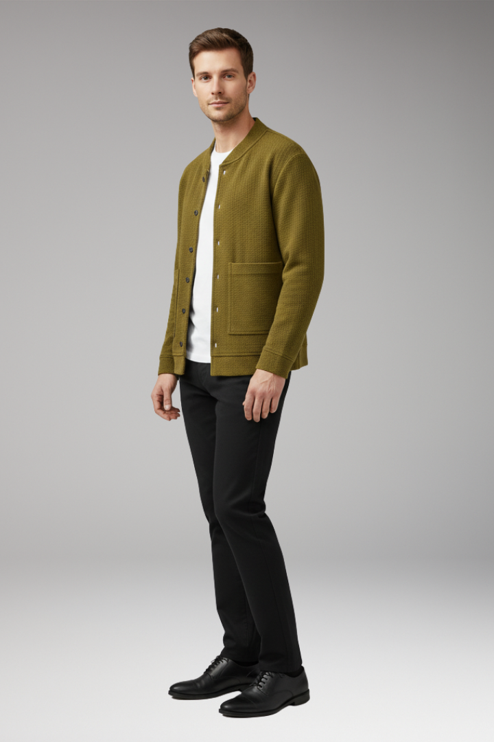 Men's Corduroy Jacket with Buttons and Pockets