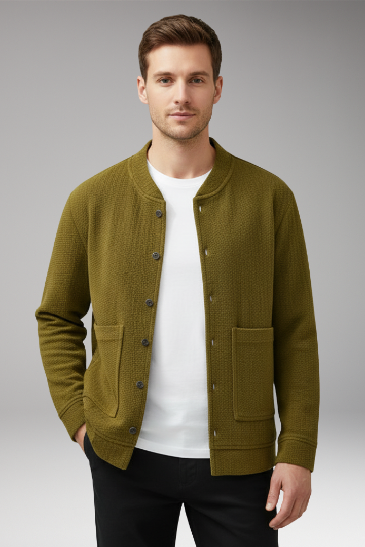 Men's Corduroy Jacket with Buttons and Pockets