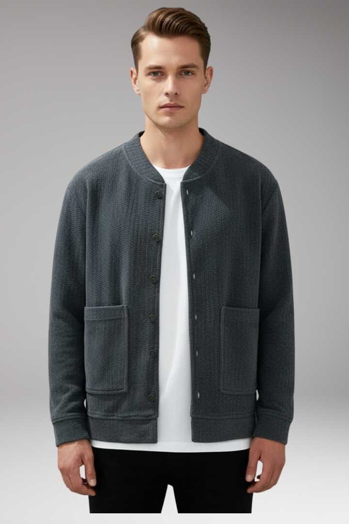 Men's Corduroy Jacket with Buttons and Pockets