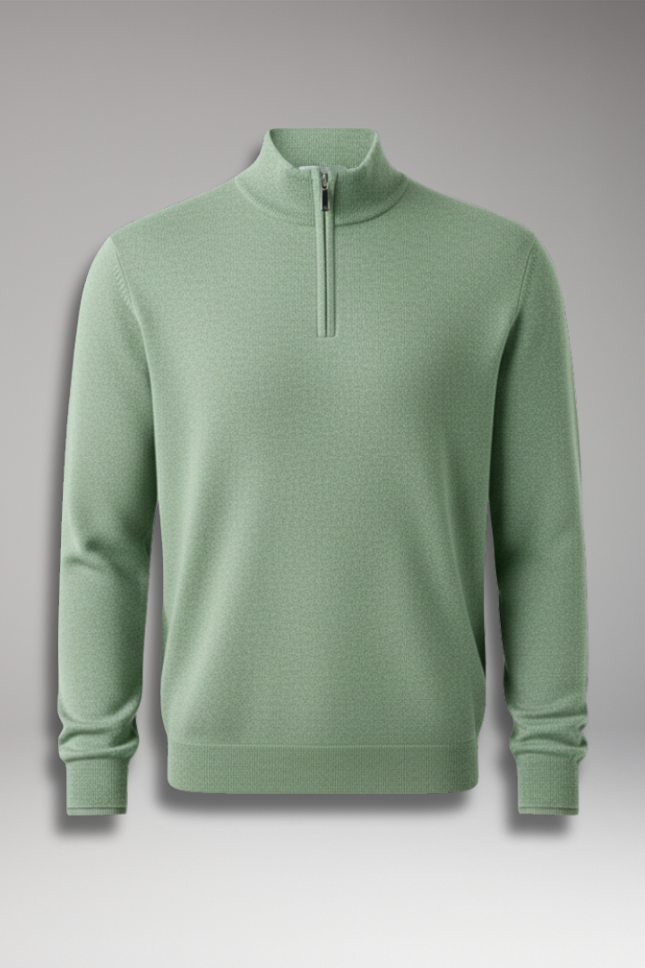 Men's Pullover Sweater with Zipper Collar