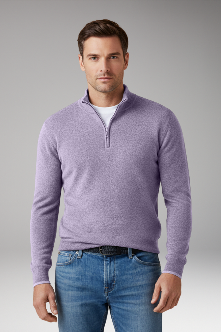 Men's Pullover Sweater with Zipper Collar