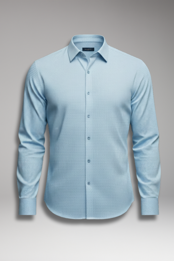 Men's Long-Sleeve Shirt with Lapel and Buttons