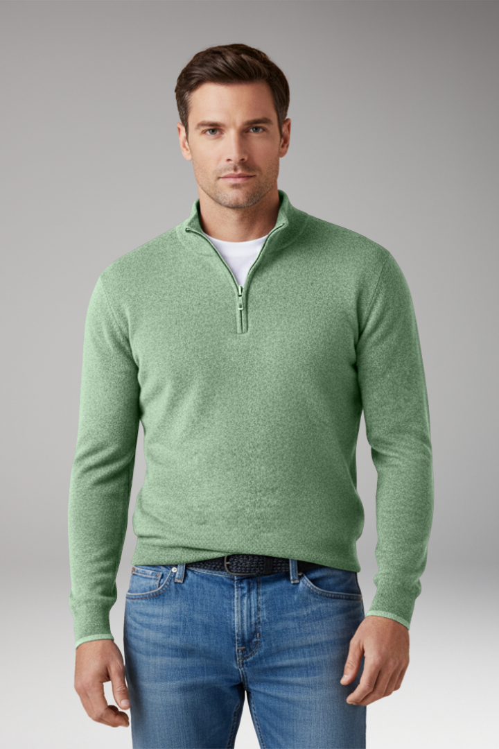 Men's Pullover Sweater with Zipper Collar
