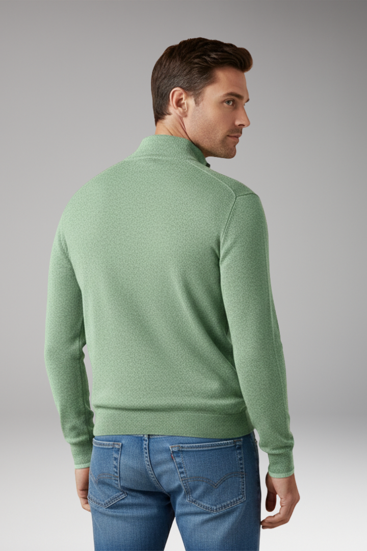 Men's Pullover Sweater with Zipper Collar