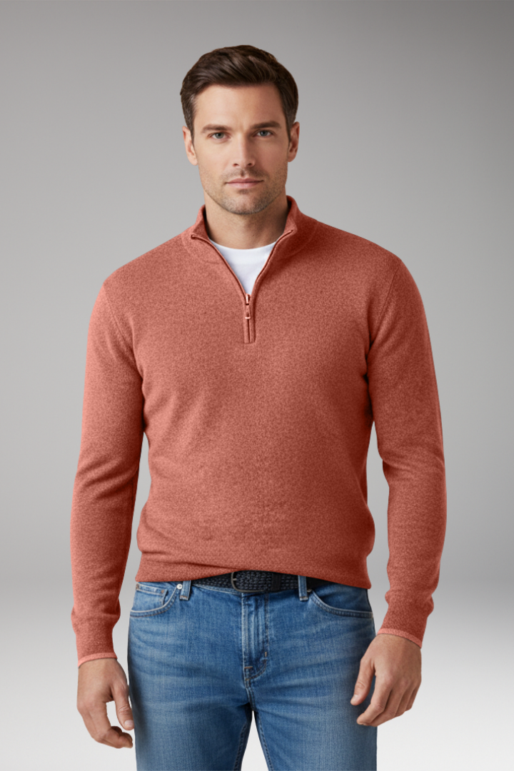 Men's Pullover Sweater with Zipper Collar