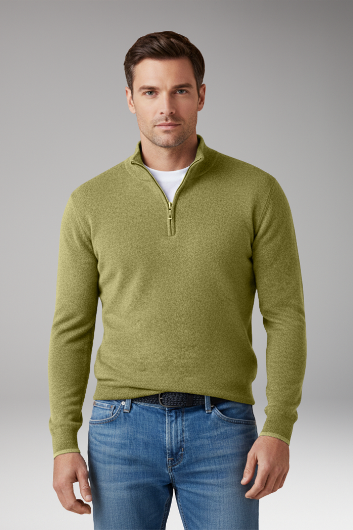 Men's Pullover Sweater with Zipper Collar