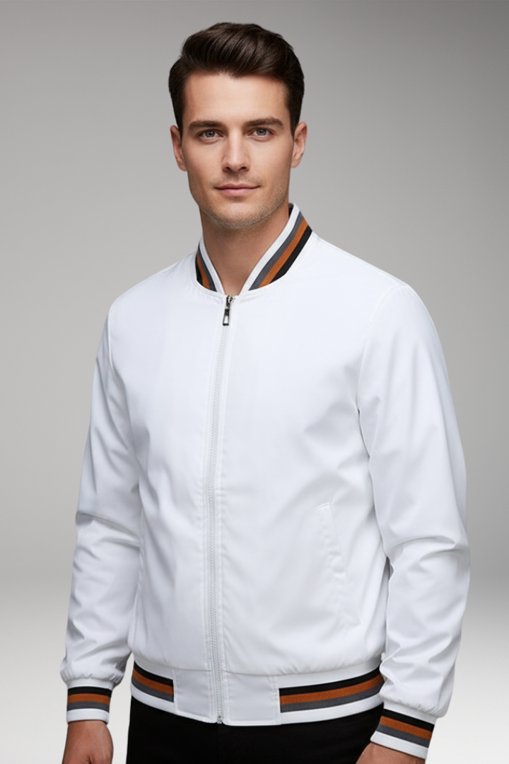 Men's Bomber Jacket with Zipper and Pockets