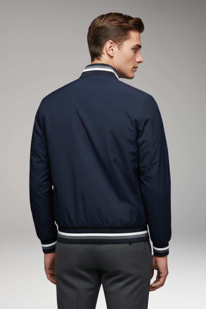 Men's Bomber Jacket with Zipper and Pockets