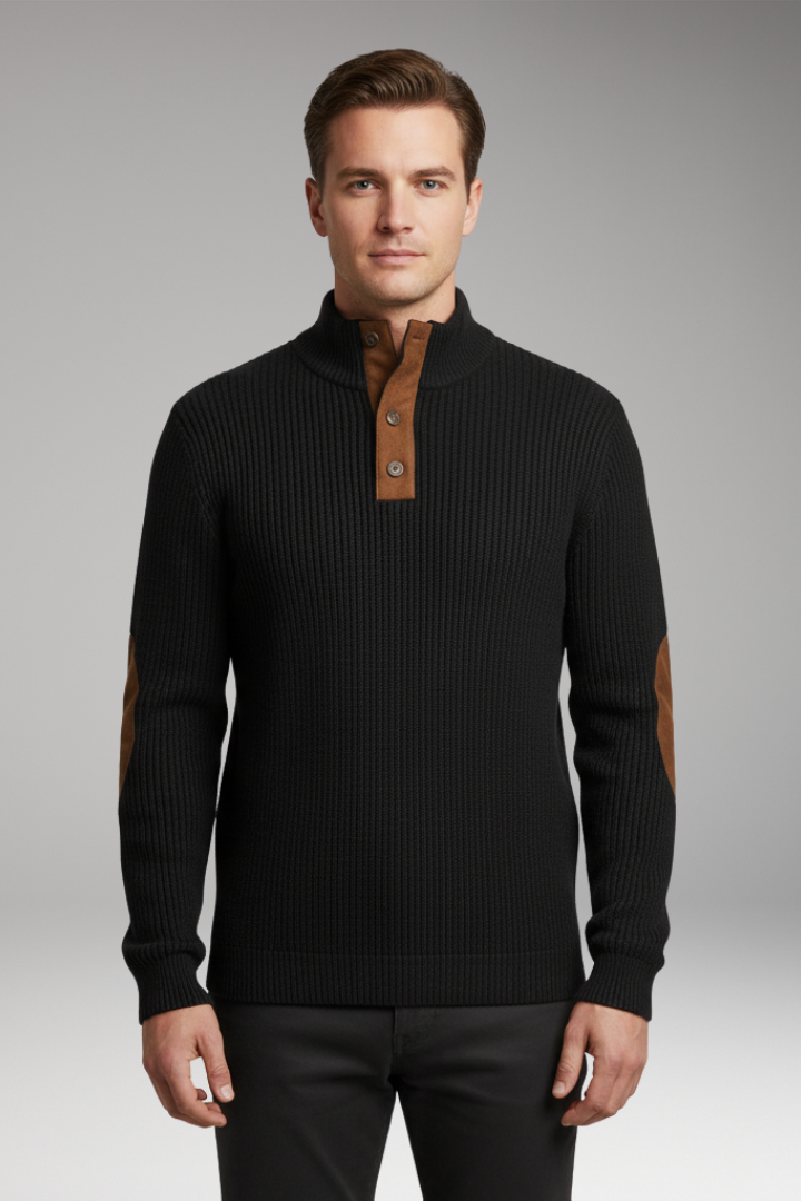 Men's Sweatshirt with Stand Collar and Long Sleeves