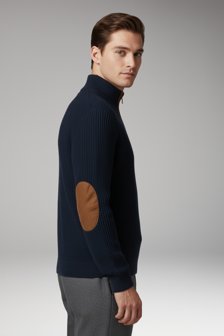 Men's Sweatshirt with Stand Collar and Long Sleeves