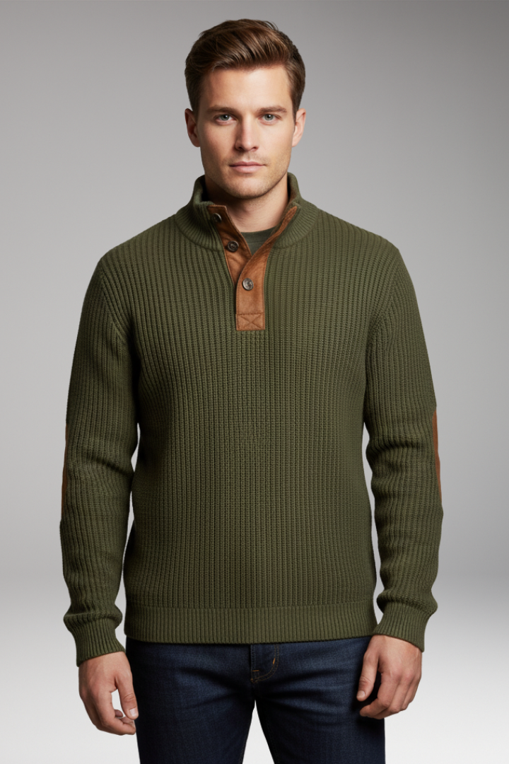Men's Sweatshirt with Stand Collar and Long Sleeves