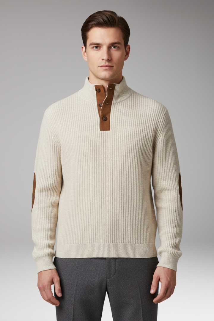 Men's Sweatshirt with Stand Collar and Long Sleeves