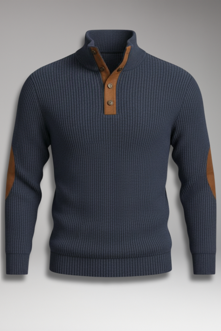 Men's Sweatshirt with Stand Collar and Long Sleeves