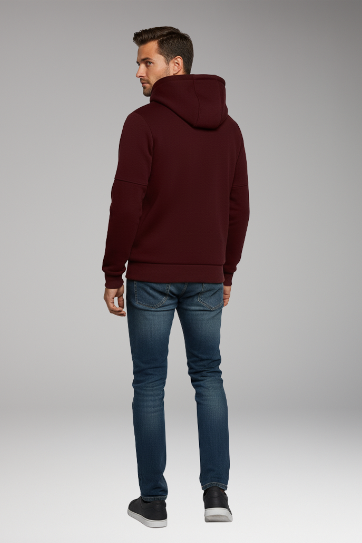 Men's Hooded Sports Jacket with Zipper and Pockets