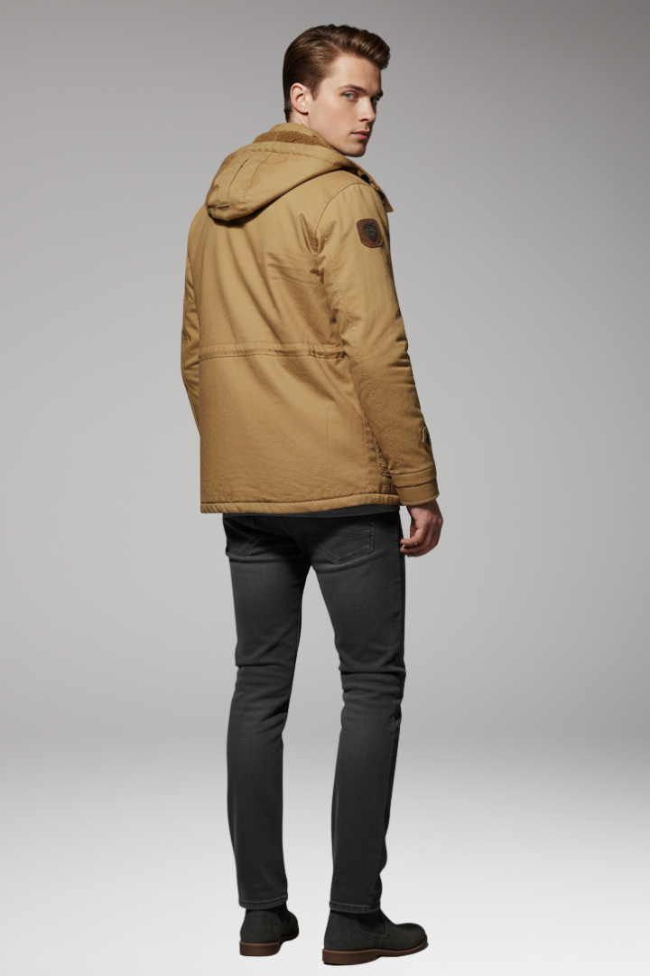 Men's Fleece Jacket with Hood and Turtleneck