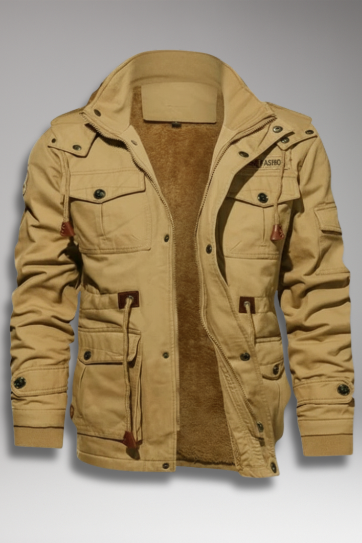 Men's Fleece Jacket with Hood and Turtleneck